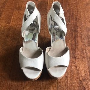 White/cream Michael Kors wedge sandals